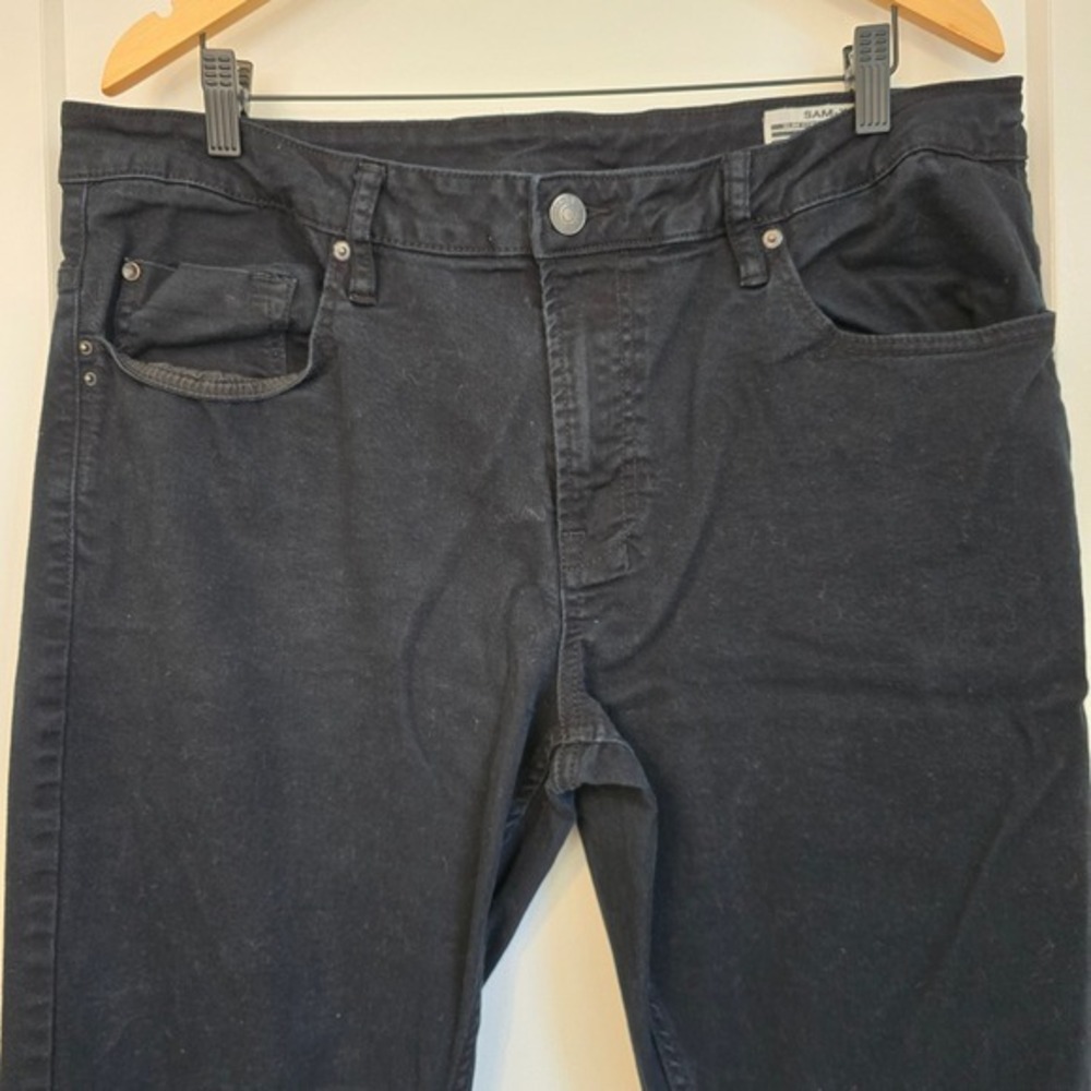 Buffalo David Bitton SAM-X Mens Slim Straight Stretch Black Jeans 38x30 - Picture 2 of 11